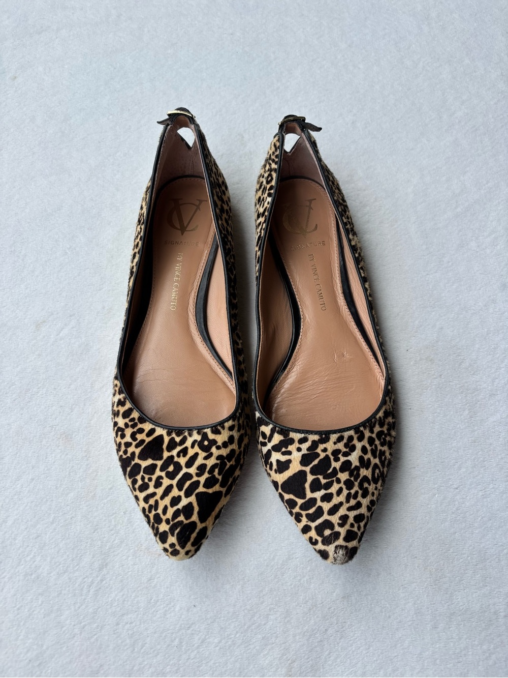 Vince Camuto Leopard Print Pointed Toe Flats - Beige/Black